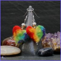 Rainbow Heart Drop Earrings with Sterling Silver Beading.