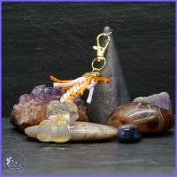 Clear Bone with Encased Yellow Flower Keyring or Bag Charm.