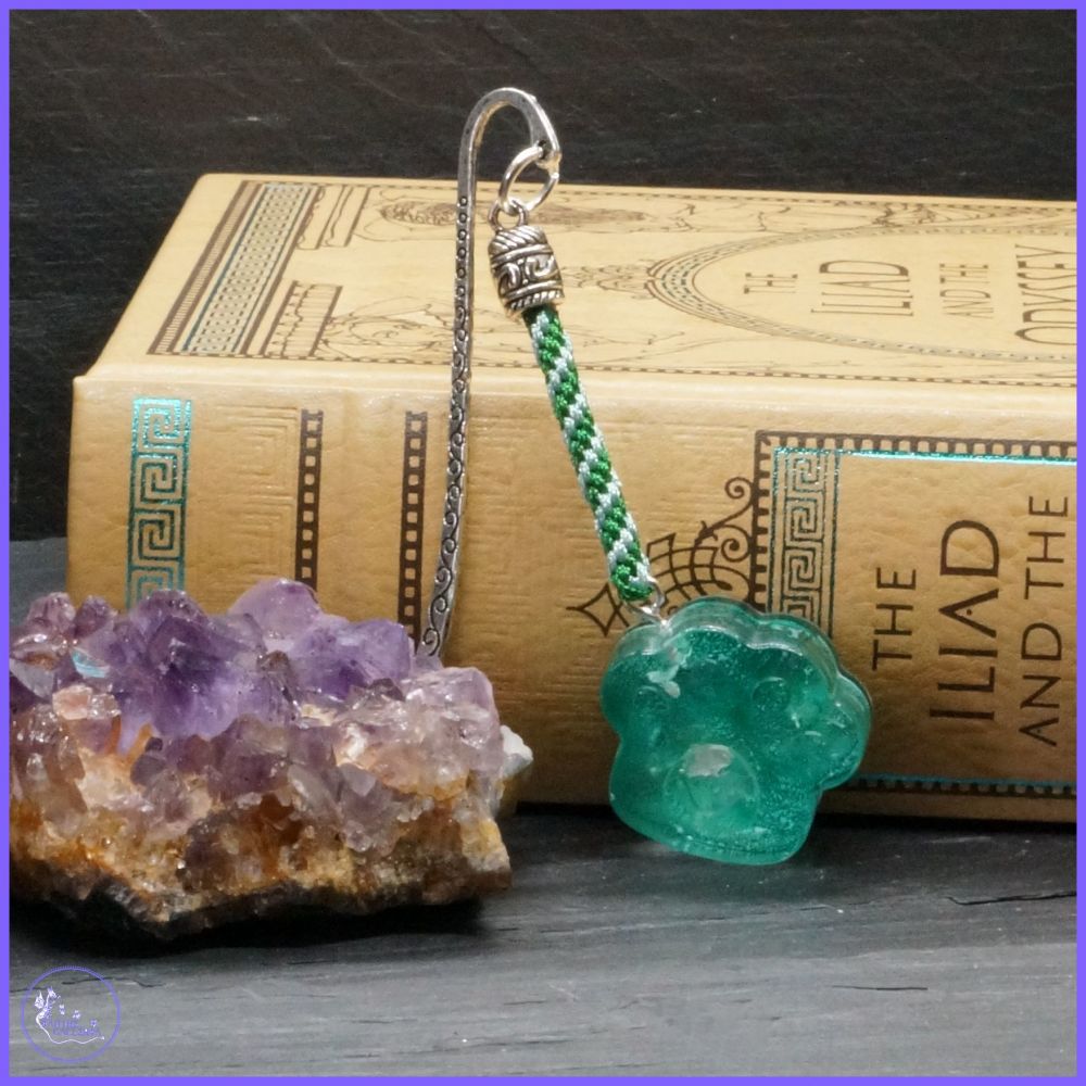 Mint Green Resin Paw Counterweight Bookmark