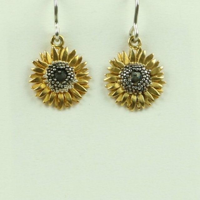 Sunflower small drop earrings