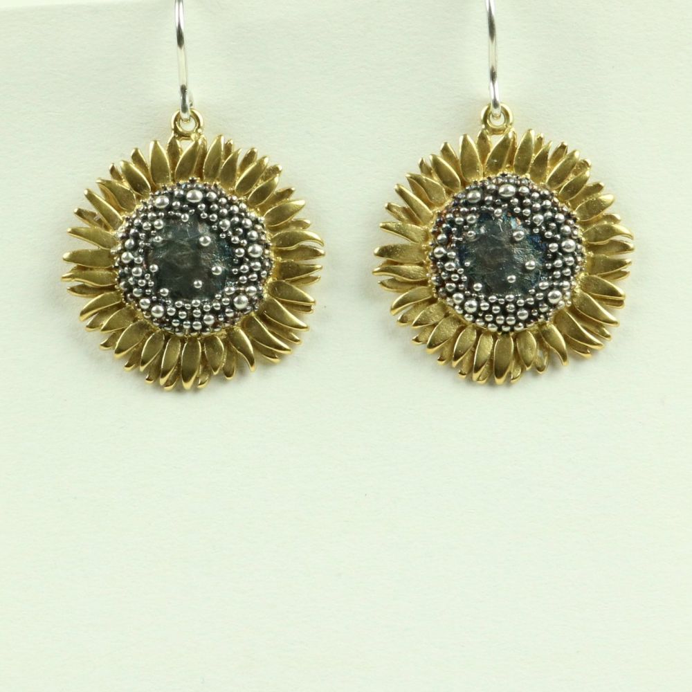 Sunflower large drop earrings