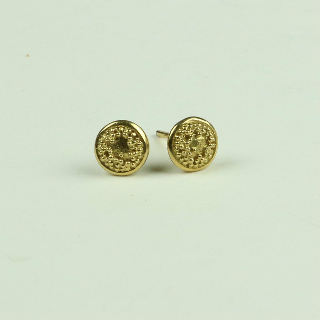 Sunflower centre stud earrings gold plated
