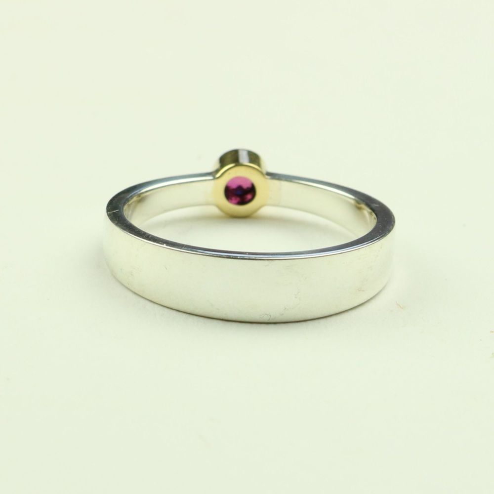 Taper Ring in Silver and Gold with Ruby