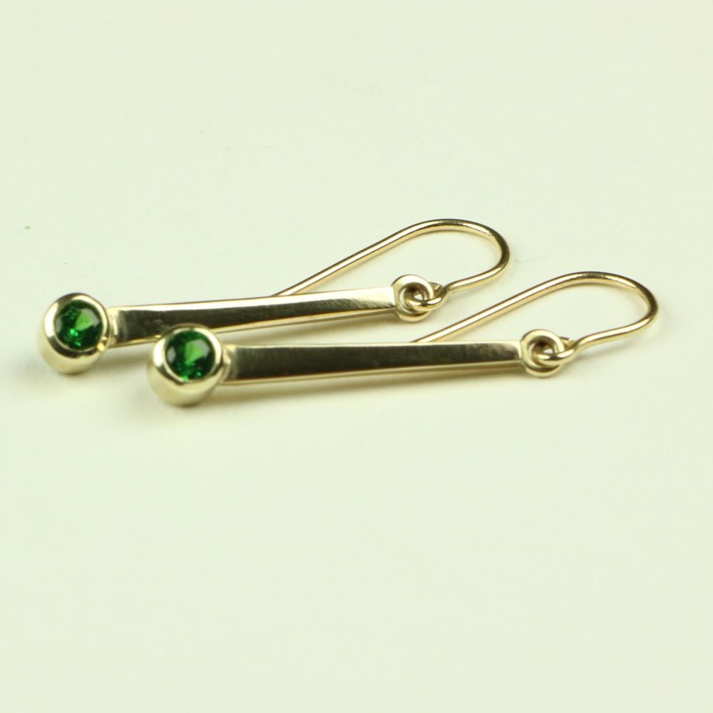 Gold Drop Earrings with Tsavorite 