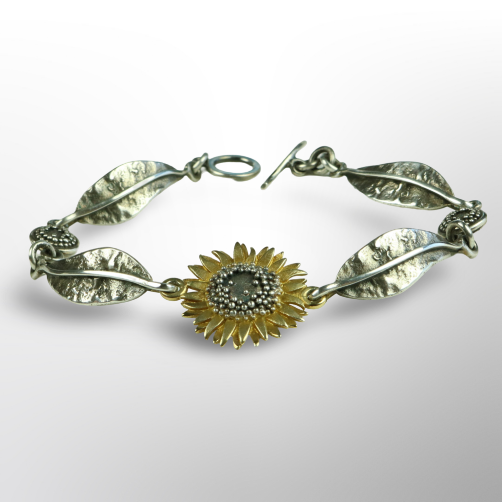 Sunflower Bracelet with Leaves