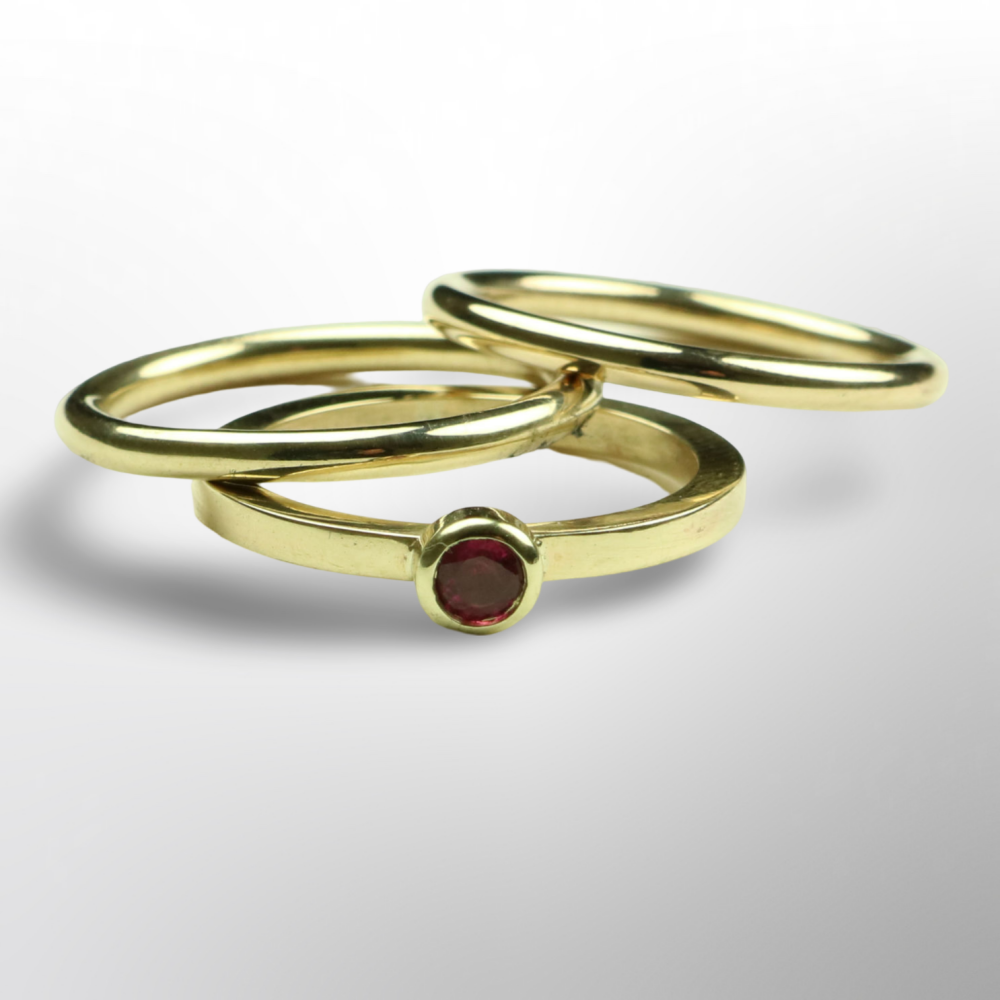 Gold Rings with Ruby