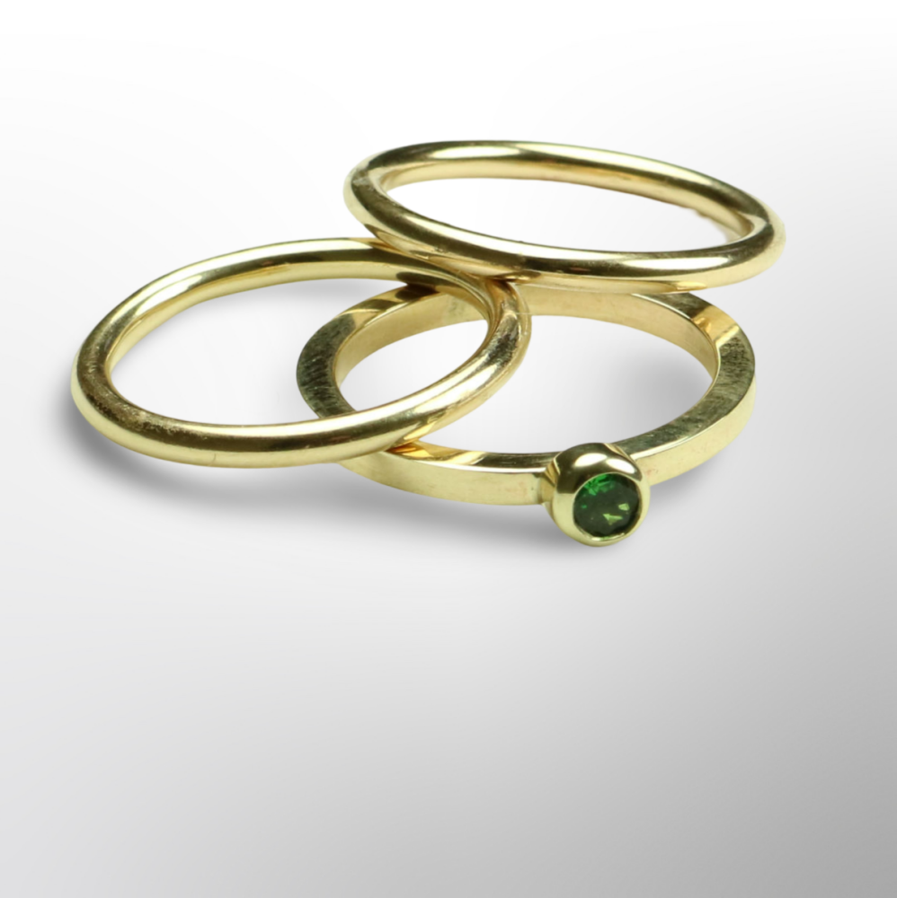 Gold Rings with Tsavorite Garnet