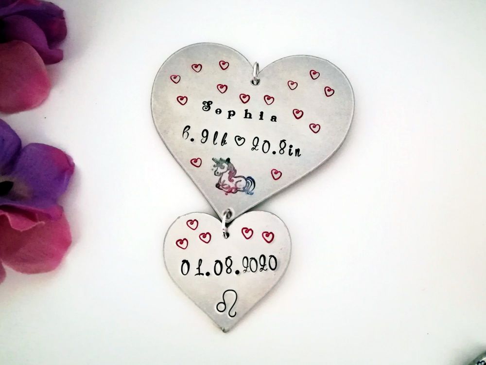Baby/Birth Memorial Hearts Ornament - Made to Order