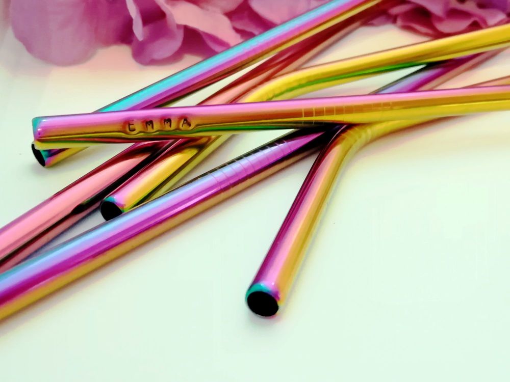 Rainbow Colored Personalized Straws