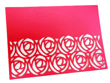Rose detailed cut border card - to be personalized - different colours available