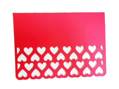 Hearts detailed cut border card - to be personalized - different colours available