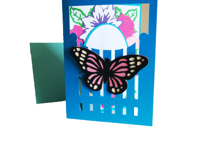 Garden Fence with Butterfly - Greeting Card