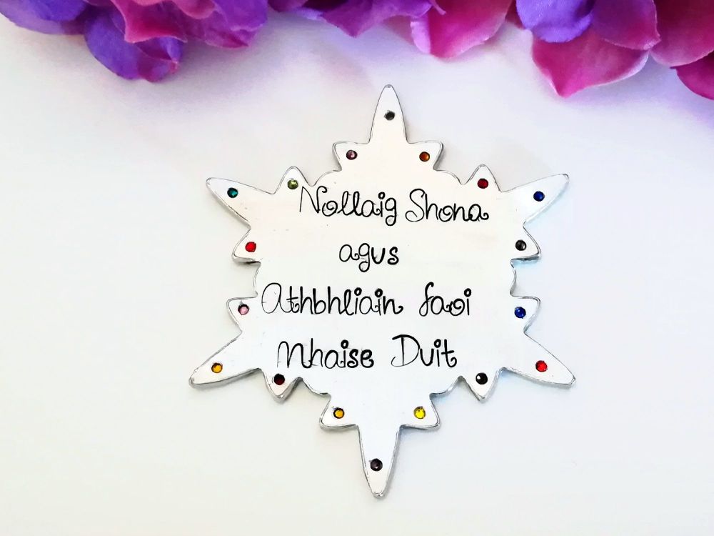 Snowflake Ornament - Nollaig Shona agus Athbhliain faoi Mhaise Duit - perso