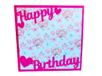 Happy Birthday Card with Teddybears - Pink on Blue