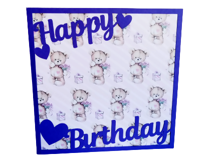 Happy Birthday Card with Teddybears - Purple