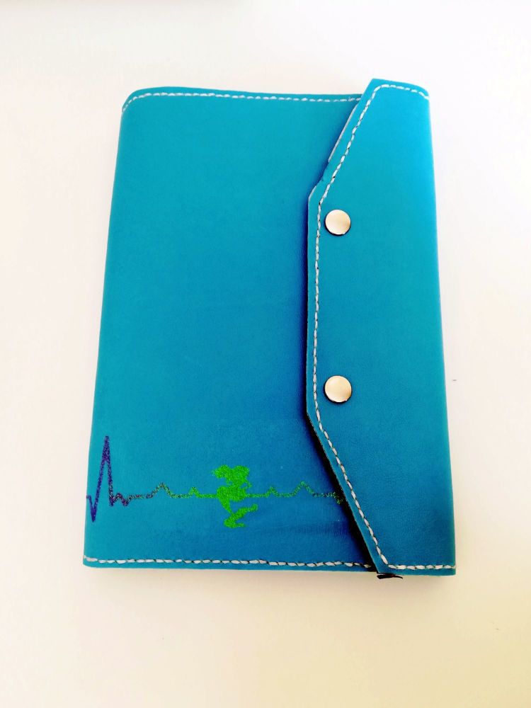 Notebook Wallet - Be a mermaid and make waves - Blue with glitter
