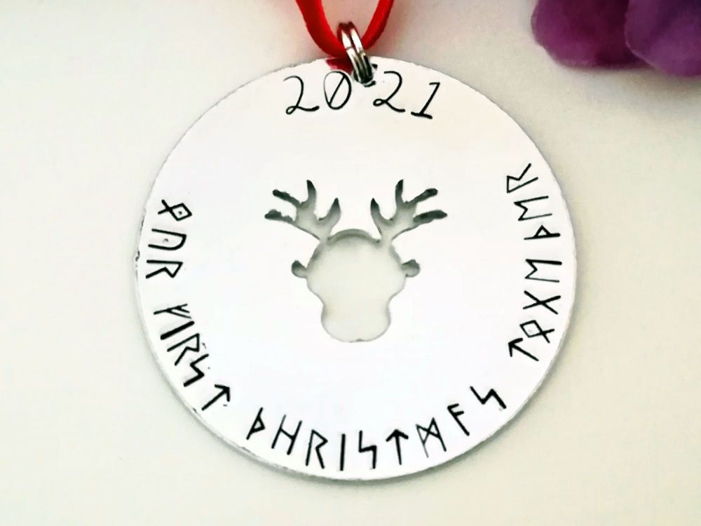 Our first Christmas togehter - Rune stamped Ornament - Reindeer