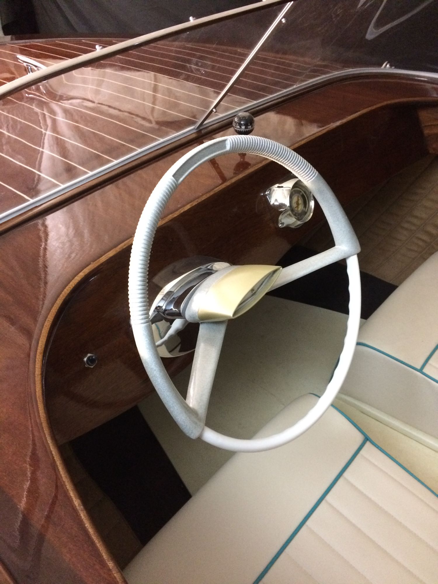 broom viking boat windscreen and steering wheel restored by fine wooden boats 