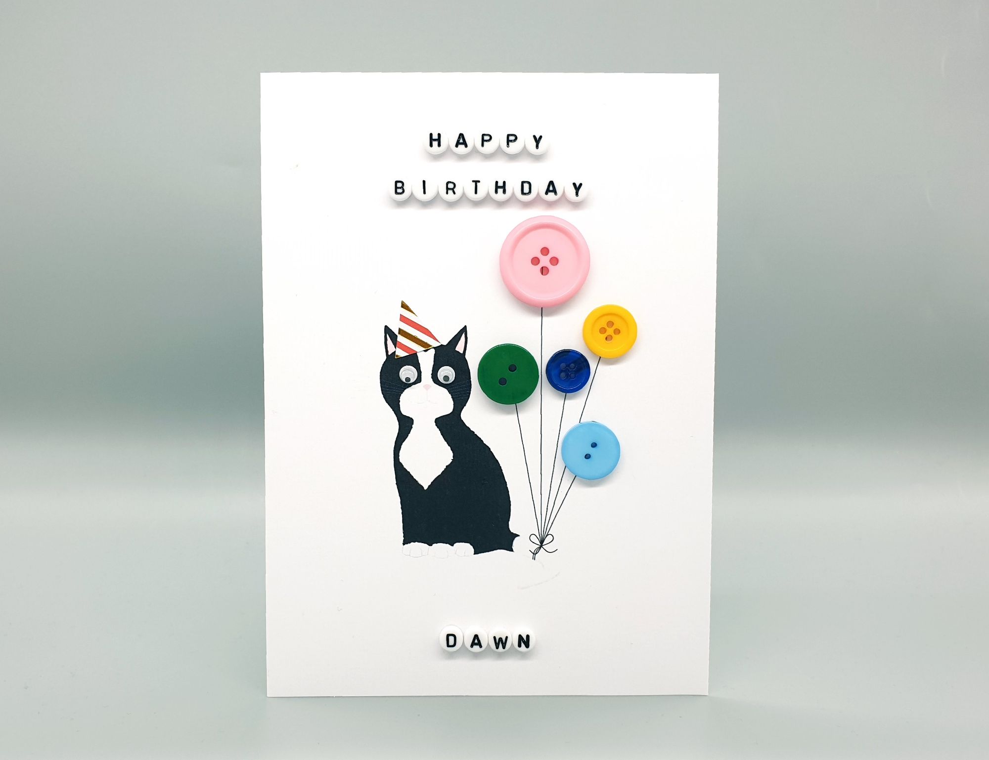 Black & White Cat 5x7" Birthday Card