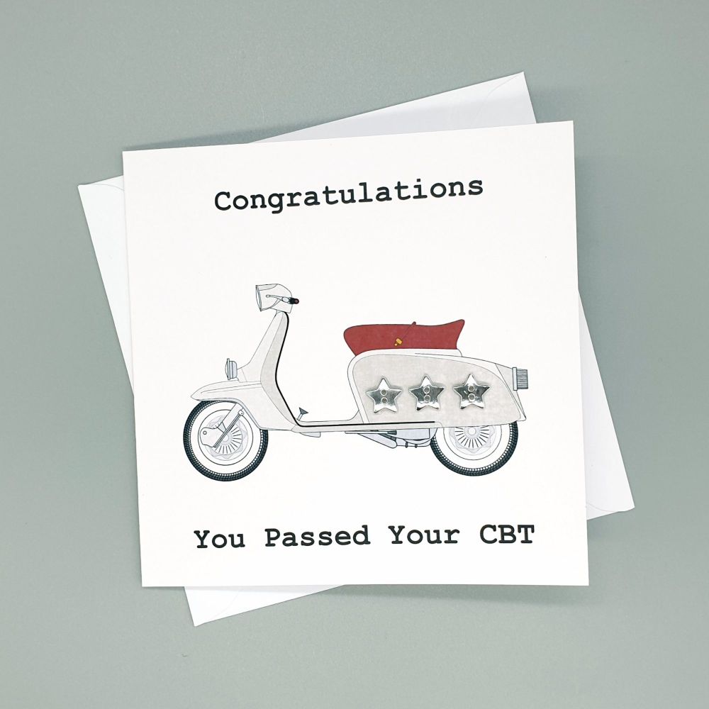 Personalised Classic Beige Lambretta Scooter Birthday Card