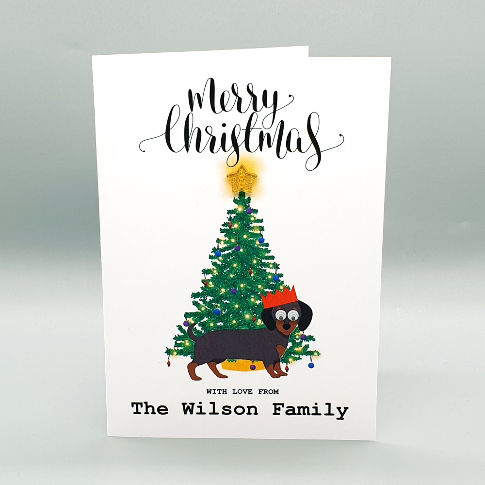 Personalised Dachshund & Christmas Tree Card