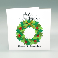 Personalised Holly Wreath Christmas Card