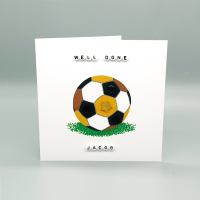 Personalised Gold Football Well Done Card