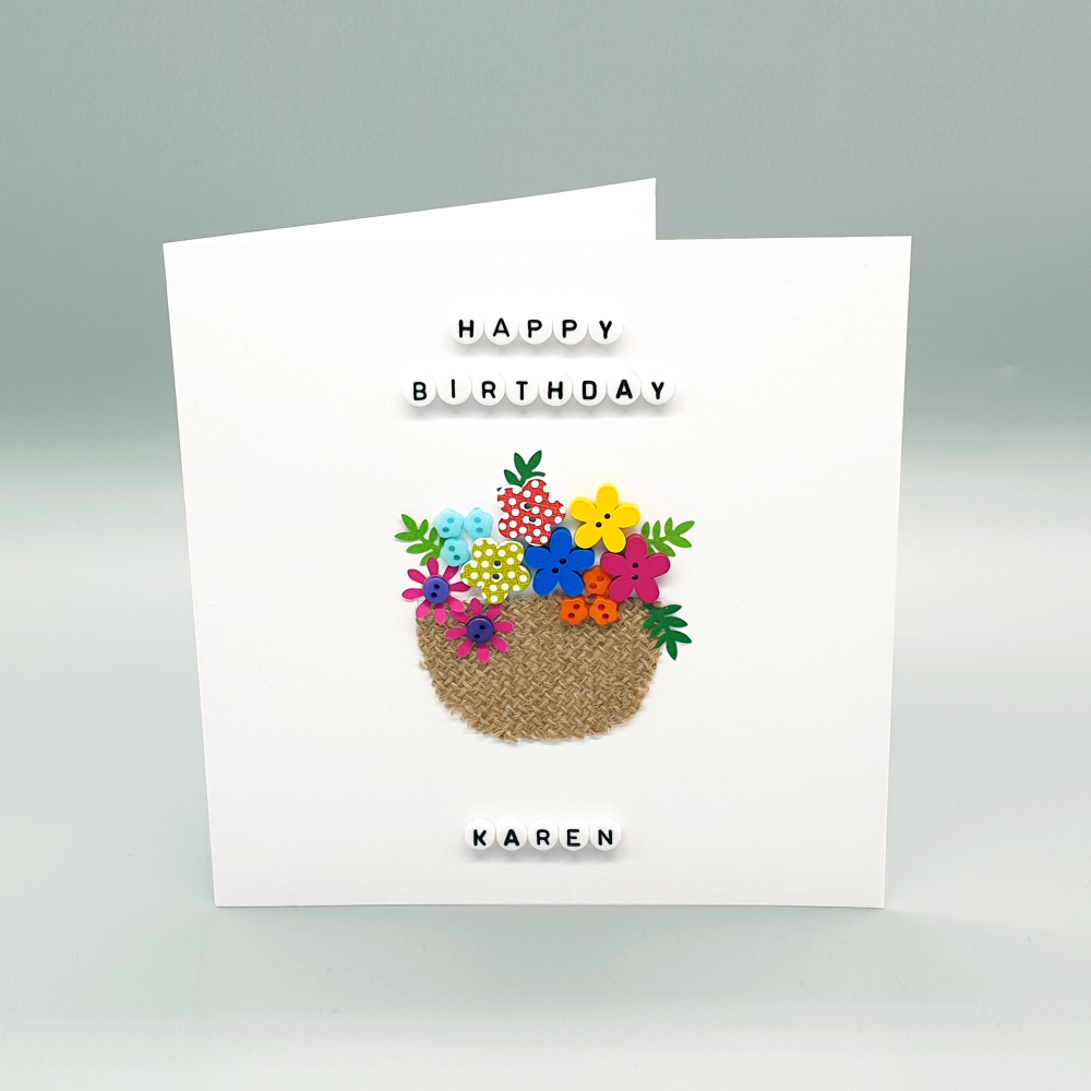 Personalised Flower Basket Birthday Card