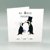 Personalised Anniversary Penguins Square Card