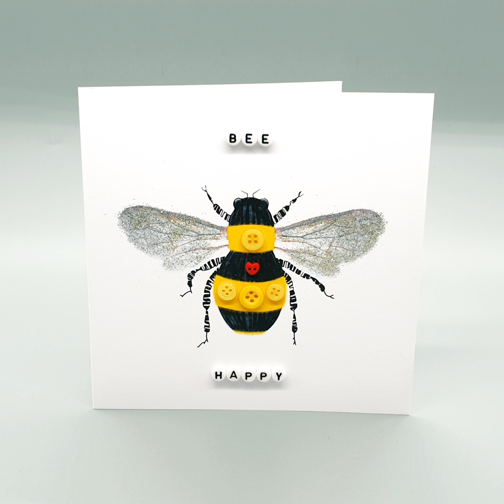 Handmade 'Bee Happy' Encouragement Card