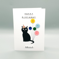 Personalised Black Cat Birthday Card