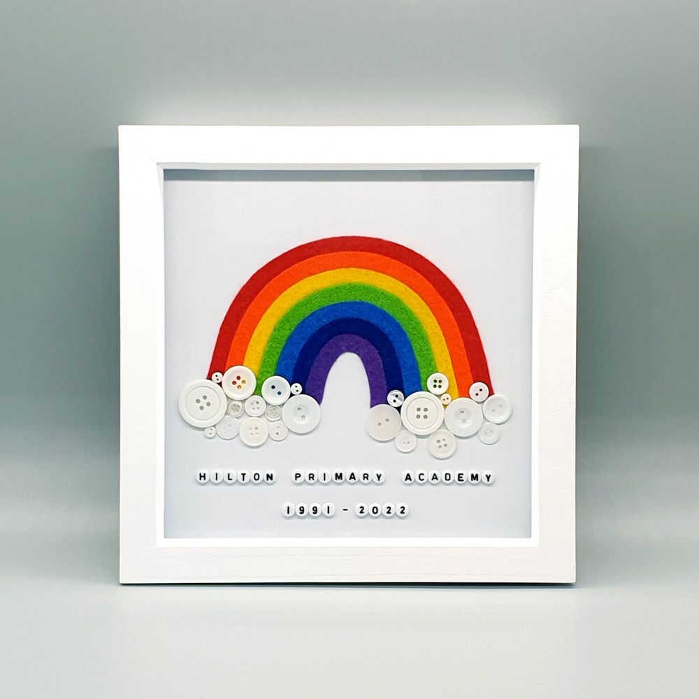 Personalised Rainbow Button Art - 9" Box Frame