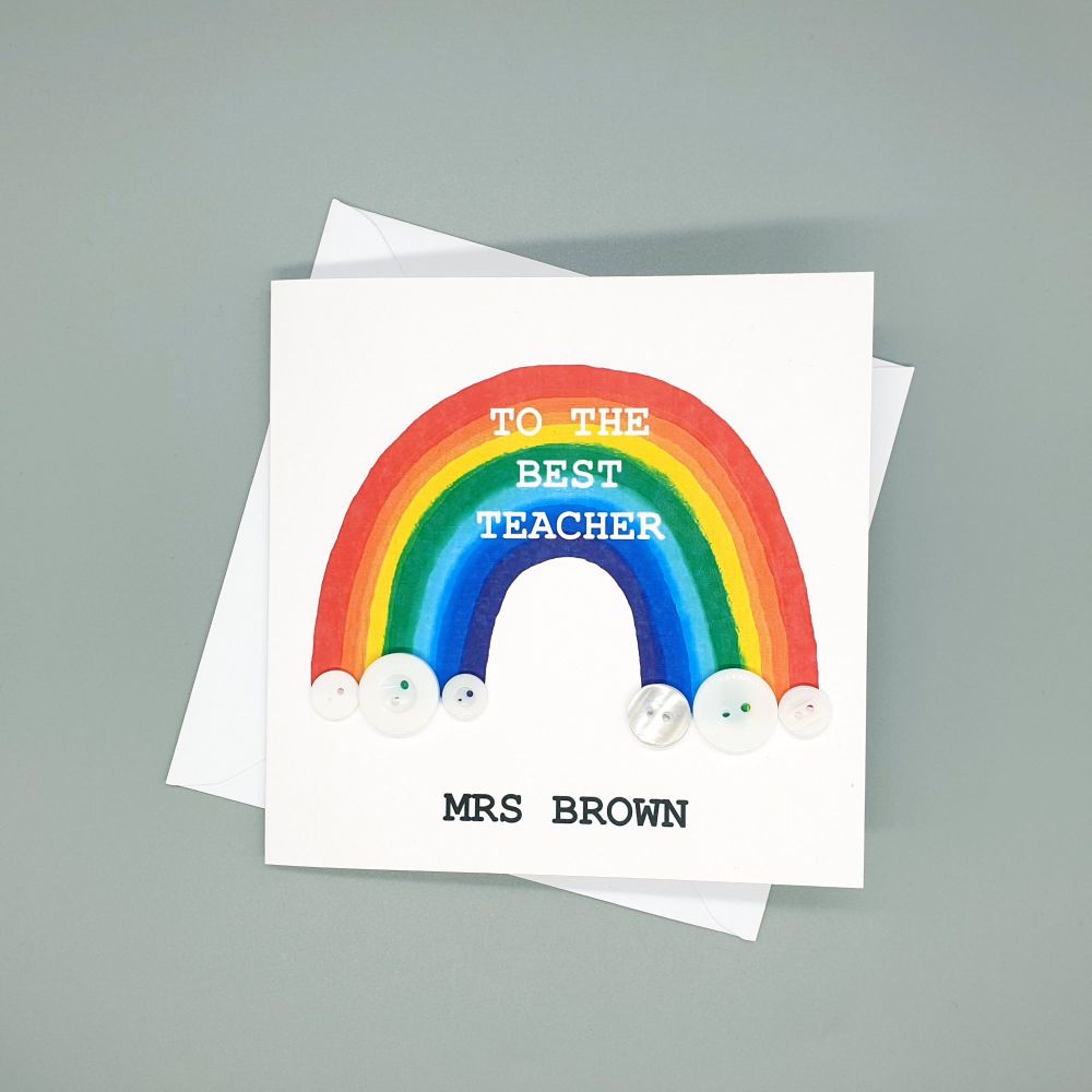 Personalised Rainbow Teacher Card