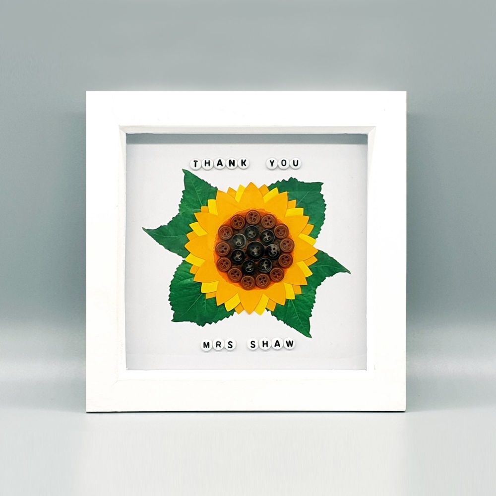 Personalised Sunflower Button Art - 7" Box frame