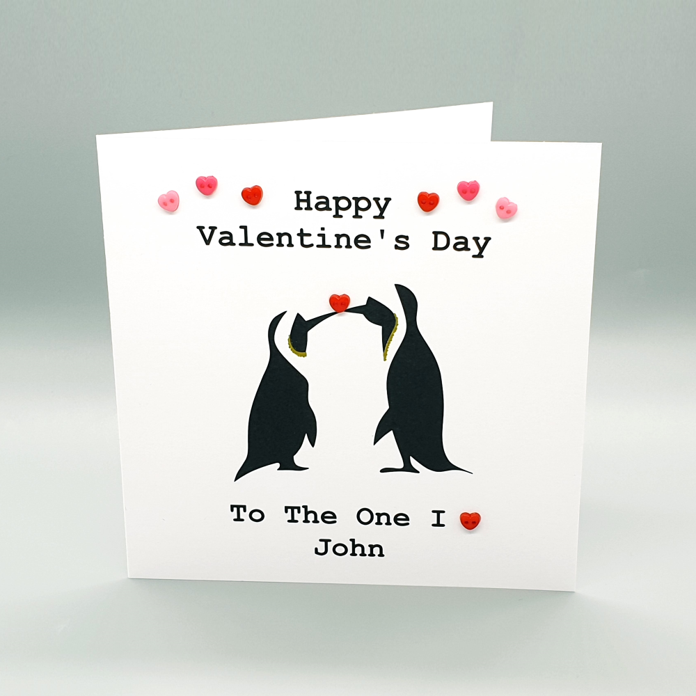 Personalised Valentine's Penguins Square Card
