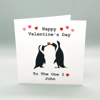 Personalised Love Penguins Valentine's Card