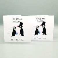 Personalised Love Penguins Wedding Card