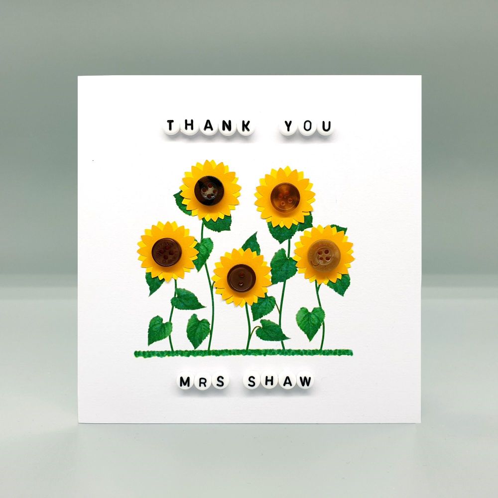 Personalised Sunflower Garden Thank You Card