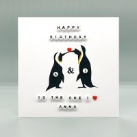 Personalised Love Penguins Birthday Card