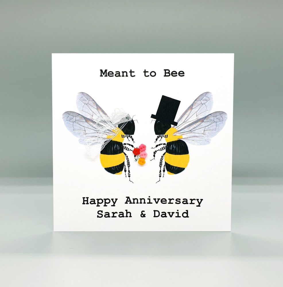 Personalised Anniversary Bees Square Card