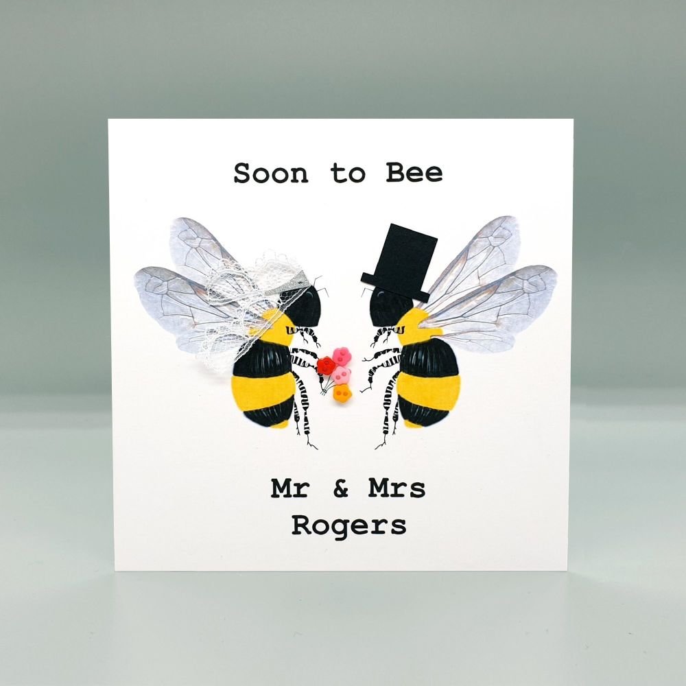 Personalised Engagement Bees Square Card