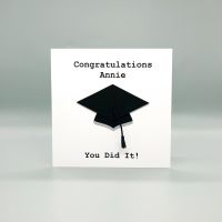 Personalised Graduation Hat Card - Black & Silver