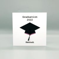 Personalised Graduation Hat Card - Black & Pink