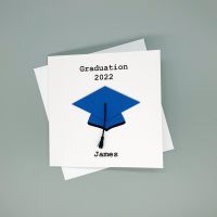 Personalised Graduation Hat Card - Blue & Black