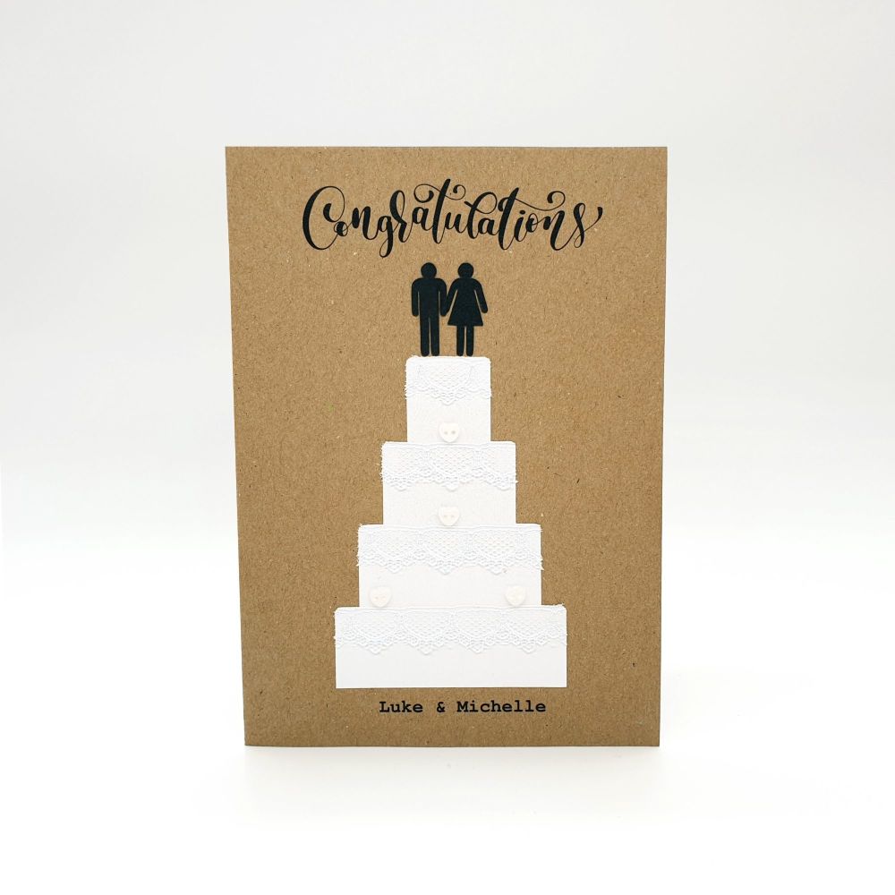 Personalised Bride & Groom Wedding Cake Card
