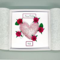 Personalised Luxury Rose Heart Birthday Card