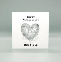 Personalised Silver Heart 25th Anniversary Card