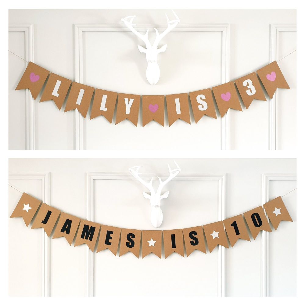 Personalised Birthday Bunting Banner - Guidon Flags