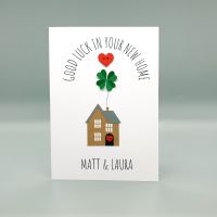 Personalised Four-Leaf Clover New Home Card