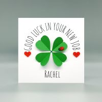 Personalised Four-Leaf Clover Good Luck Card